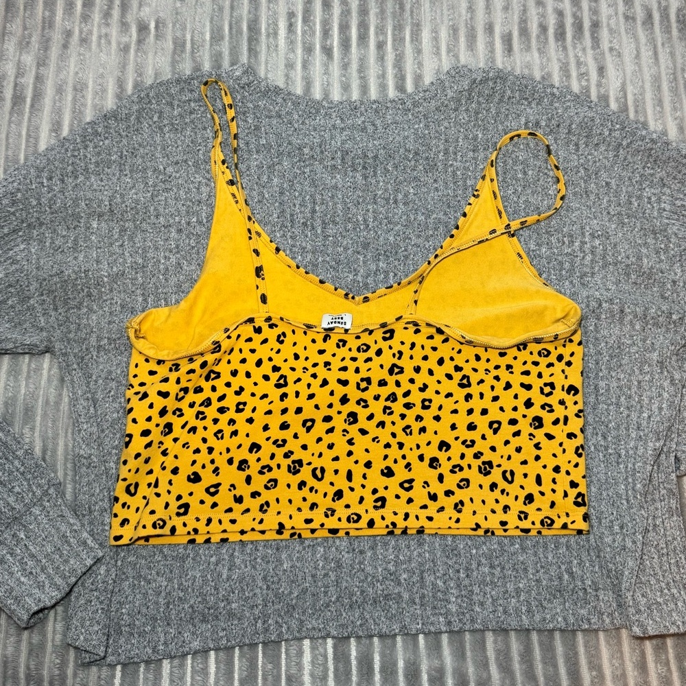 Artizia Size L Yellow Leopard Print Crop Top/Oversized Grey Long-sleeve Bundle - Picture 4 of 8